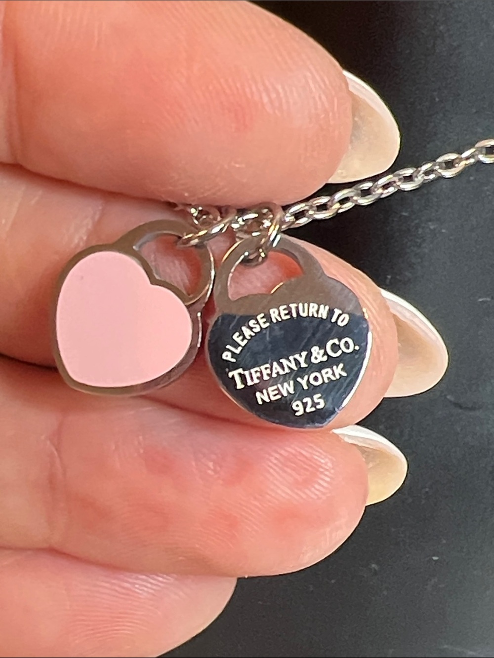 Heart Tag Necklace with Pink Accent - Picture 4 of 6